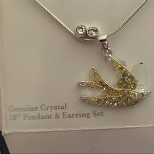 Genuine Crystal Yellow Canary/Sparrow Necklace Set